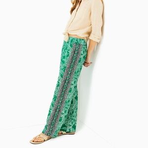 Lilly Pulitzer Bal Harbour Palazzo Pant Fiddle Leaf Green Safari Party XS NWT